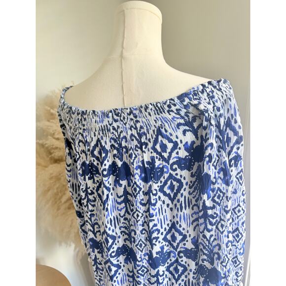 NWT Lilly Pulitzer Nita Off Shoulder Cover Up Dress Womens XXS Blue White - Picture 7 of 8